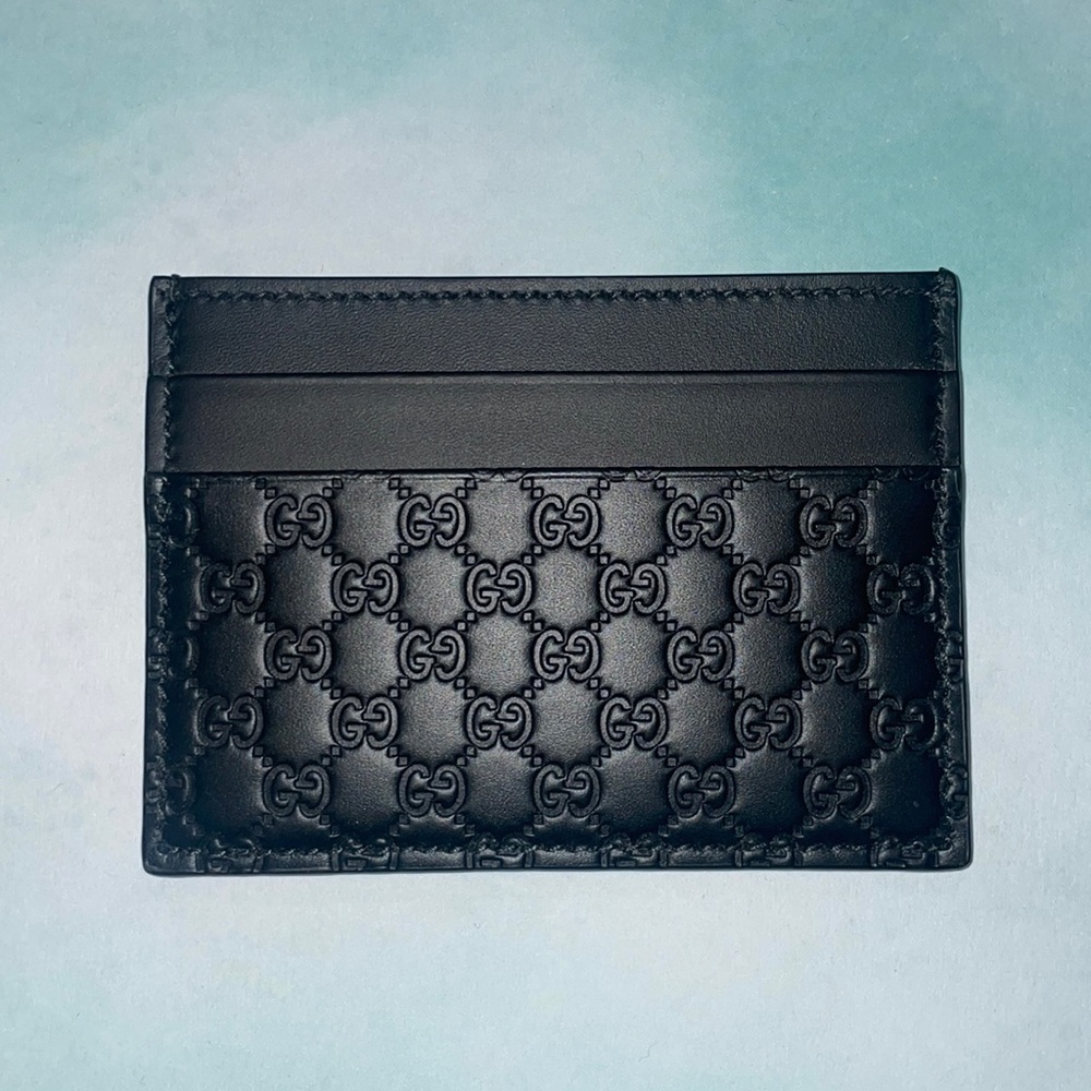 GUCCI Micro Guccissima Black Card Holder